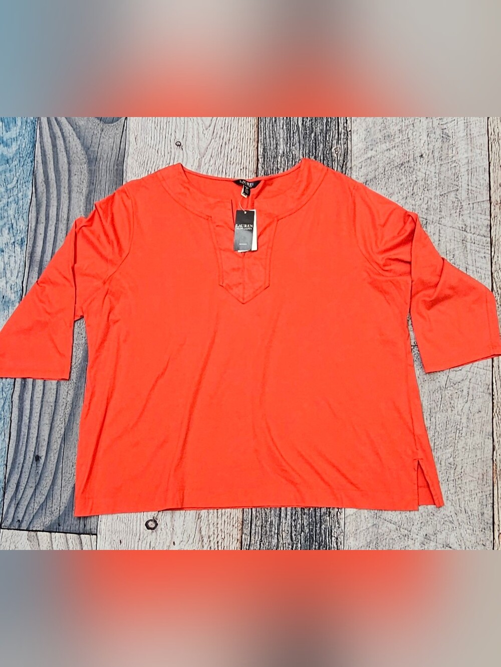 Lauren Ralph Lauren Women's Plus Size 2X Cotton Jersey 3/4 Sleeve Tunic NWT